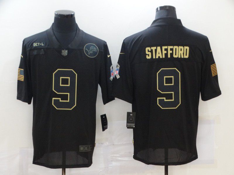 Men Detroit Lions #9 Stafford Black gold lettering 2020 Nike NFL Jersey->detroit lions->NFL Jersey